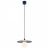 Lampa wisząca ceramika Bolesławiec granatowy płaski talerz w kropki ręcznie zdobiona designerska wyjątkowa BOLL 8950 Argon x Manufaktura w Bolesławcu 